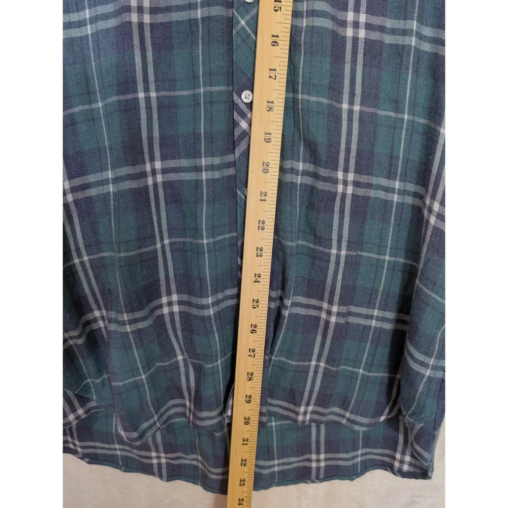Cloth & Stone Anthropologie Shirt Dress Women S Blue Green Plaid‎ Casual